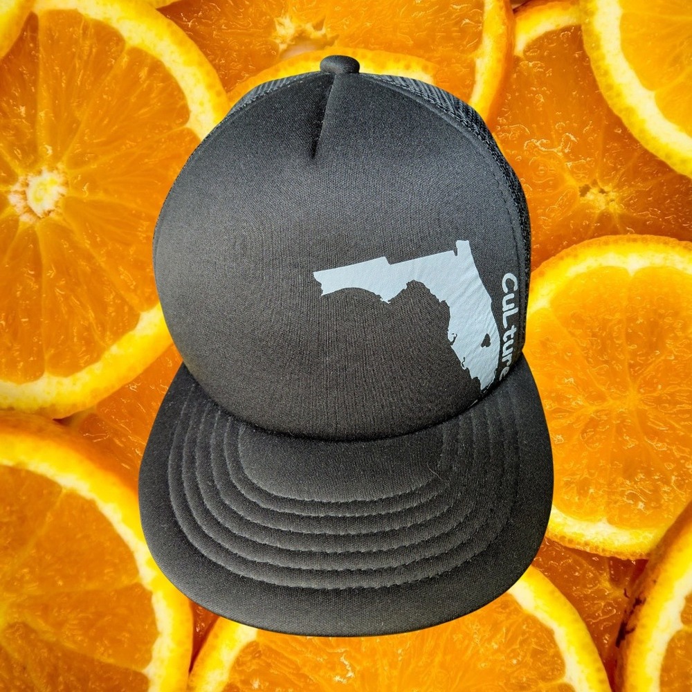 Black Florida Map Culture Mesh Trucker‎ Hat Men's Adjustable